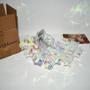 Brightown Set of 2 - 5 Lighted Iridescent Snowflakes, 75 LED 7in, USB, 8 Modes,